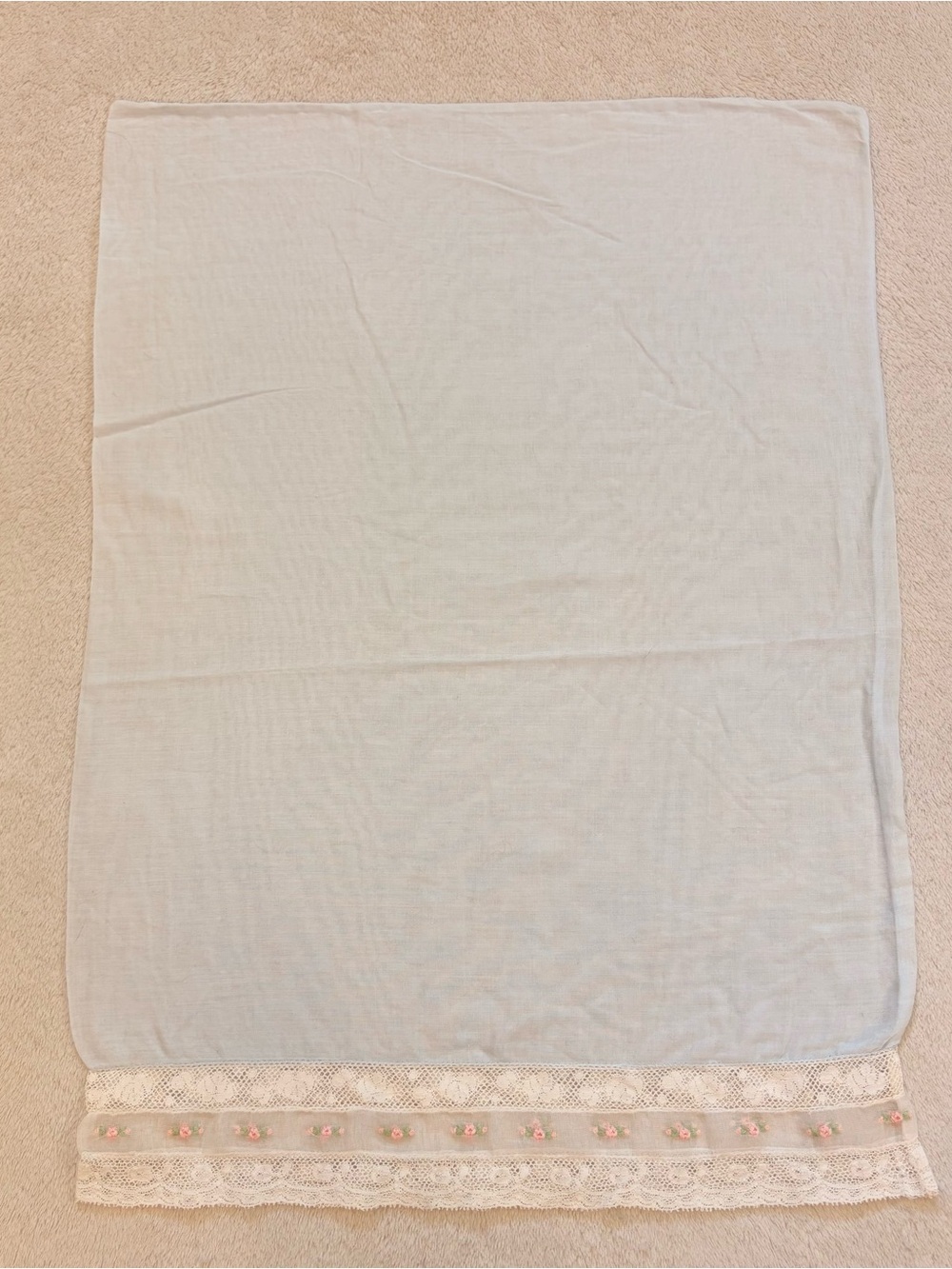 Light Blue Decorative Pillow Sham with Lace Trim - for Baby or Boudoir